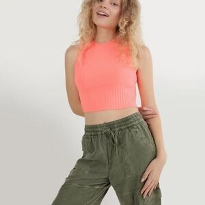 AERIE Pink Ribbed Crop Top